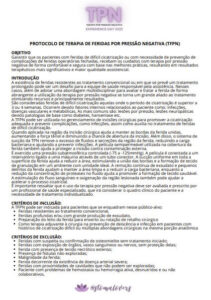 PROTOCOLO DE TERAPIA DE FERIDAS POR PRESSÃO NEGATIVA (TFPN)